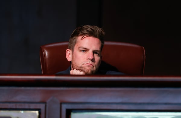 Council member Matt Westmoreland shown during a city council meeting on Monday April 17, 2023. (Natrice Miller/natrice.miller@ajc.com)