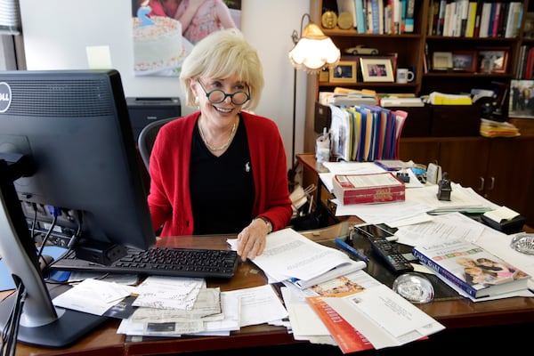 FILE - "60 Minutes" correspondent Lesley Stahl poses for a photo in her office in New York on Sept. 12, 2017. (AP Photo/Richard Drew, File)