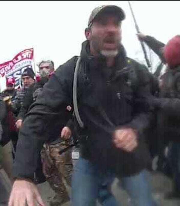 Kevin Douglas Creek, a roofing contractor from Alpharetta, was arrested June 9, 2021, and charged with participating in the Jan. 6 insurrection at the U.S. Capitol. Police body camera footage appears to show Creek attacking police defending the Capitol. (Photo: United States Department of Justice)