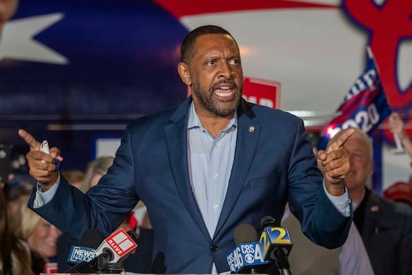 11/05/2020 —  Atlanta, Georgia —  Georgia Rep. Vernon Jones speaks during a Republican rally in the parking lot at the Georgia Republican Party Headquarters in Atlanta’s Buckhead community, Thursday, November 5, 2020.  (Alyssa Pointer / Alyssa.Pointer@ajc.com)