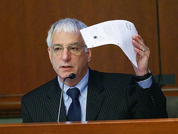 Barry Hazen, the attorney who represented Brian Nichols at Nichols' rape trials, holds up a copy of an e-mail he sent March 10, 2005, the day before the courthouse shootings, to Nichols' mother, who was in Africa at the time, expressing his concerns for Brian Nichols' "festive" demeanor during the course of Nichols' second rape trial. "I was concerned that something violent could happen," Hazen said Friday.