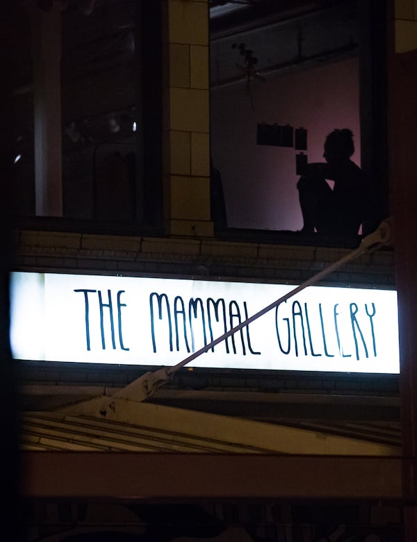 The Mammal Gallery exits onto Broad Street in southwest downtown Atlanta. The art and performance gallery hosts the un sound choreographed performance, a silent performance where audience is asked to arrive and stay silent. The performance ran about a month.