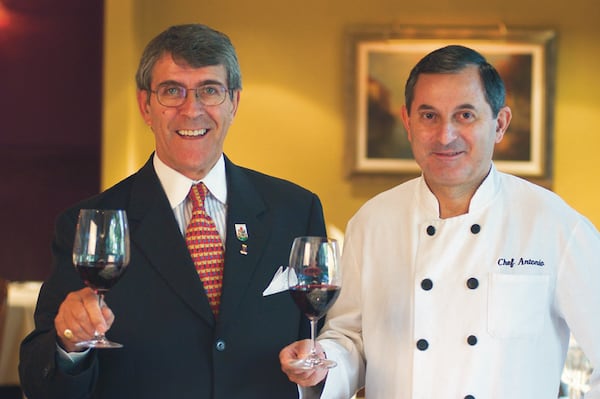 La Grotta Ristorante Italiano founders Sergio Favalli (left) and chef Antonio Abizanda (right) pose for a photo in Sept. 2003.
(Courtesy of La Grotta Ristorante Italiano)