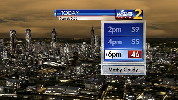 A cold front is expected to bring low temperatures to metro Atlanta on Friday. (Credit: Channel 2 Action News)