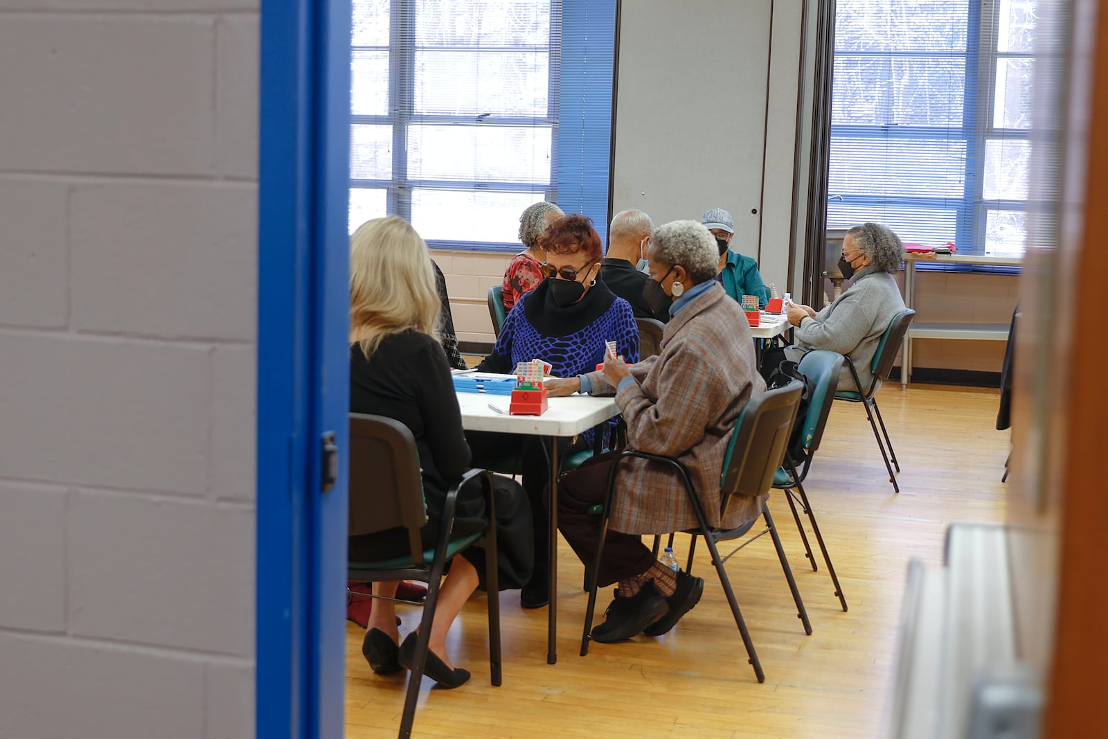 Members of the University Bridge Club meet for their weekly game at Quality Living Services. (Natrice Miller/natrice.miller@ajc.com) 