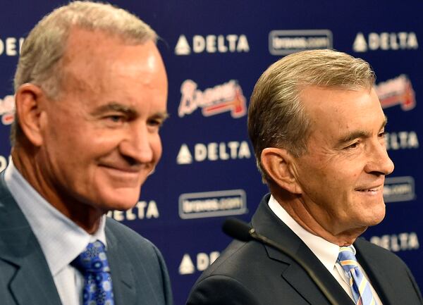 The Atlanta Braves announce interim general manager John Hart, left, at a news conference with team president John Schuerholz, right, after the baseball team fired general manager Frank Wren Monday, Sept. 22, 2014, in Atlanta. (AP Photo/David Tulis) We should know soon whether John Schuerholz (right) gets his wish and sees John Hart (left) accept the Braves GM job.