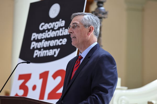 Georgia Secretary of State Brad Raffensperger disagrees with EagleAI's assertions that the state’s voter rolls are bloated with people who have died or moved away. He says Georgia’s voter lists are “the cleanest in the nation.” (Natrice Miller/natrice.miller@ajc.com)