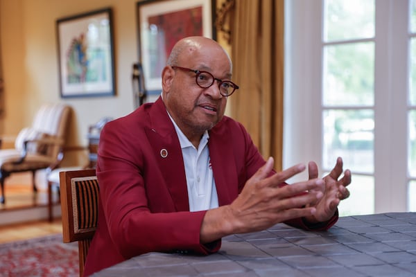 Morehouse College President David A. Thomas shown at the president’s residence on campus in Atlanta on Wednesday, June 5, 2024. (Natrice Miller/ AJC)