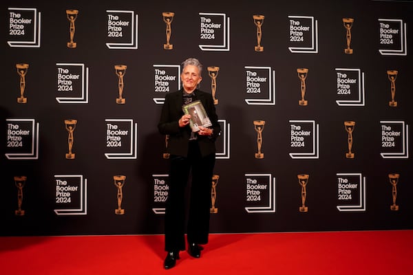 Charlotte Wood arrives at the Booker Prize award dinner in London, Tuesday, Nov. 12, 2024. (AP Photo/Alberto Pezzali)