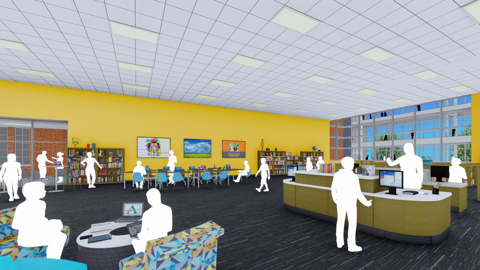 A rendering of the new media center to be built at Howard Middle School in Atlanta's Old Fourth Ward. Rendering from Stevens & Wilkinson.