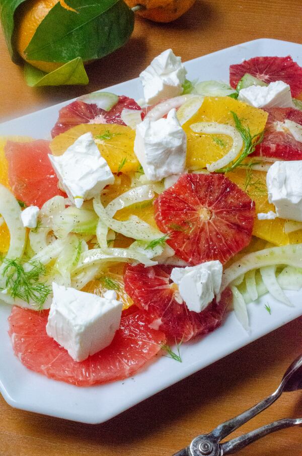 This crisp and crunchy Mixed Citrus Salad with Fennel and Feta is like a ray of sunshine on a cold winter’s day. (Virginia Willis for The Atlanta Journal-Constitution)