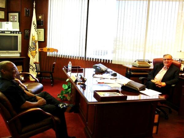 Clayton County Sheriff Victor Hill visiting with "America's Toughest Sheriff" Joe Arpaio in Arizona a few years ago.