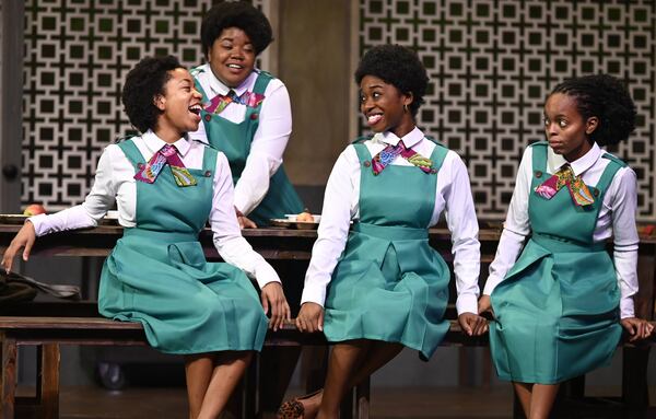 Kristen Jeter (from left), Brittany Deneen, Ellen Ifeoluwa George and Isake Akanke co-star in True Colors Theatre’s “School Girls; or, The African Mean Girls Play.” CONTRIBUTED BY ATLANTAPHOTOGRAPHERS.COM