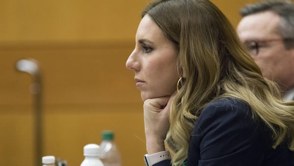 03/12/2018 — Atlanta, GA - Defense attorney Amanda Clark Palmer sits silently during the sixth day of jury selection for the Tex McIver case before Fulton County Chief Judge Robert McBurney, Monday, March 12, 2018. A jury of 16 people were selected for the case on Monday. ALYSSA POINTER/ALYSSA.POINTER@AJC.COM