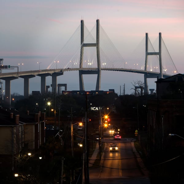 SAVANNAH, GA - FEBRUARY 16, 2018: Sunrise on the Eugene Talmadge Memorial Bridge in Savannah, Ga. (AJC Photo/Stephen B. Morton)