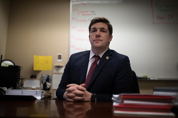 Fulton County Senior Assistant District Attorney Ryan Piechocinski in his office on Nov. 15, 2018, in Atlanta.  