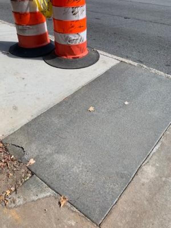 A sidewalk has finally been patched in Atlanta.