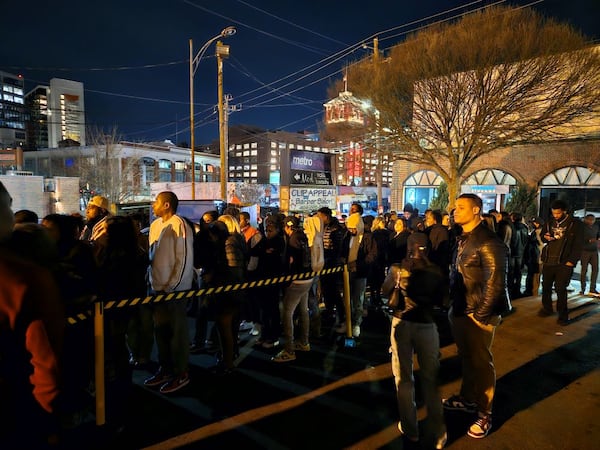 The line outside of MJQ Concourse's closing party on Saturday, Jan. 25. (Christopher Daniel/AJC)