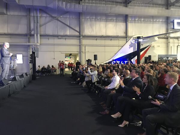 Delta Air Lines employees in Atlanta on Feb. 14, 2019, celebrating profit-sharing day. 