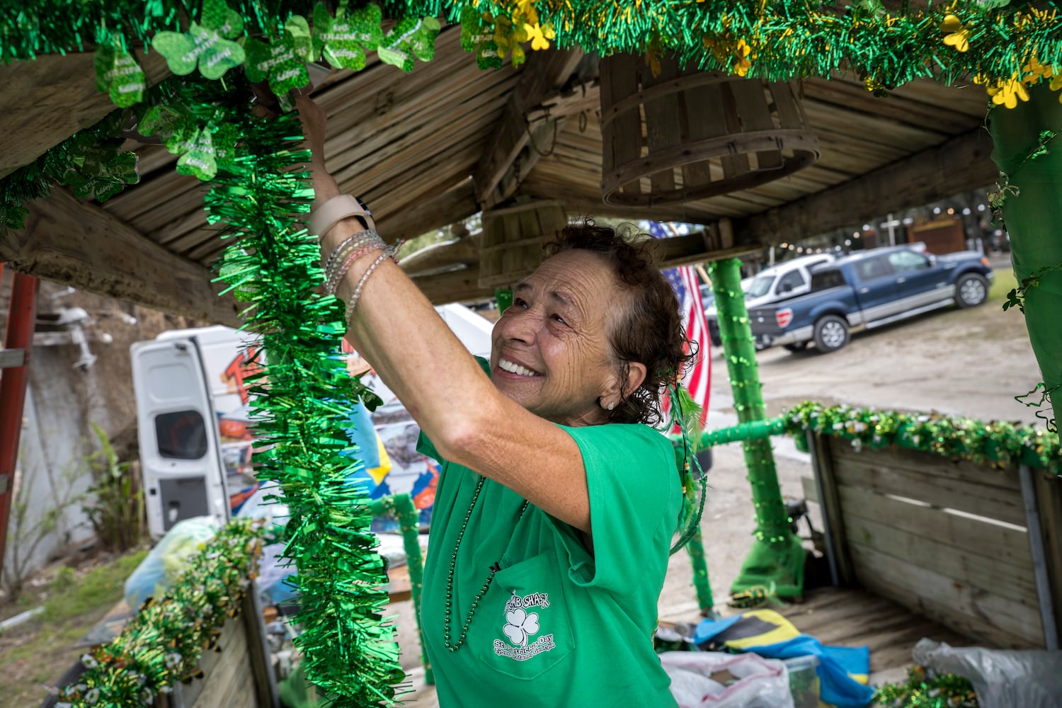 Crab Shack builds a float for the Savannah Patrick's Day Parade.