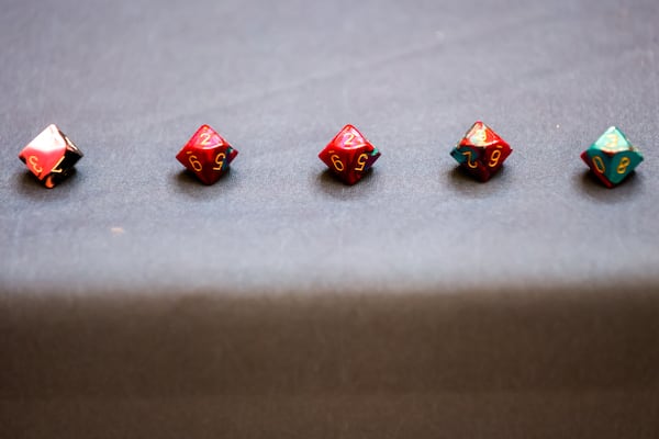 Dice used in 2022 at the Georgia Capitol as part of the process to select which ballots to review across the state in an election audit.