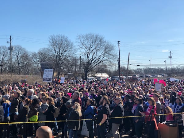 Thousands rallied at the Power to the Polls event in Atlanta on Jan. 20, 2018. AJC/Greg Bluestein