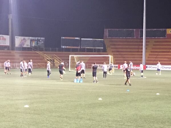 The team took the turf field to work out on Thursday. The turf was hard.