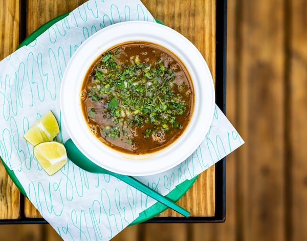 Sopa de chivo, a soup made with goat, garbanzo beans, onion, cilantro and lime at Supremo. CONTRIBUTED BY HENRI HOLLIS