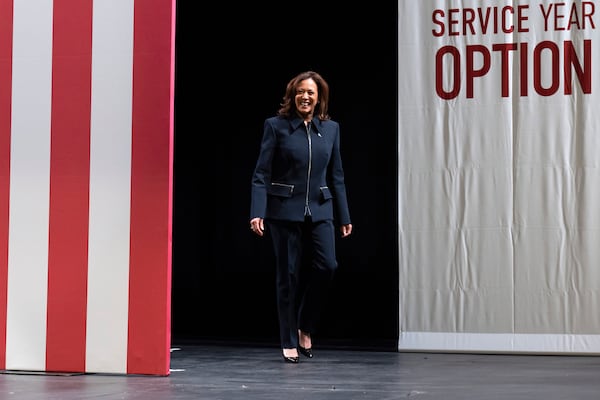 Vice President Kamala Harris arrives to speak to students and recent graduates at Prince George's Community College, in Largo, Md., Tuesday, Dec. 17, 2024. (AP Photo/Jacquelyn Martin)