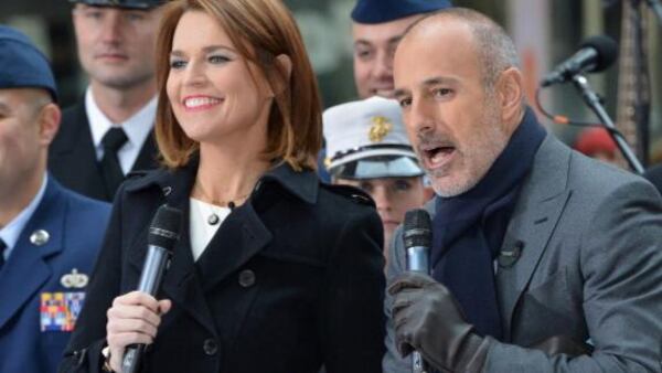 Savannah Guthrie and Matt Lauer host NBC's 'Today' on November 11, 2013 in New York, New York.  (Photo by Slaven Vlasic/Getty Images)