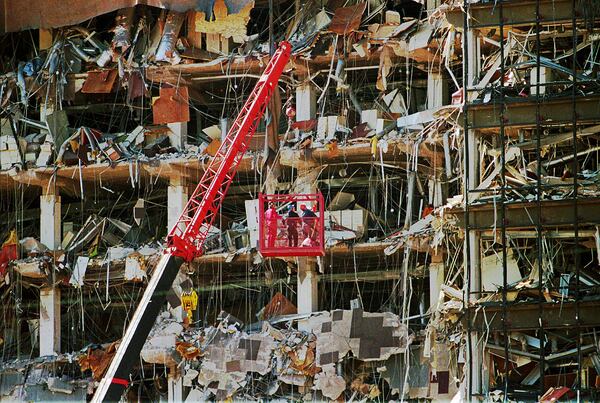 An explosion at the Alfred Murrah Federal Building in downtown Oklahoma City killed 168 people. (AP Photo/J.Pat Carter, File)