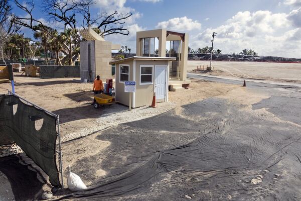 Construction has been halted at Ken Griffin’s massive construction site south of Mar-a-Lago at 1265 S. Ocean Blvd. in Palm Beach Friday, April 6, 2018. (Lannis Waters / Daily News)