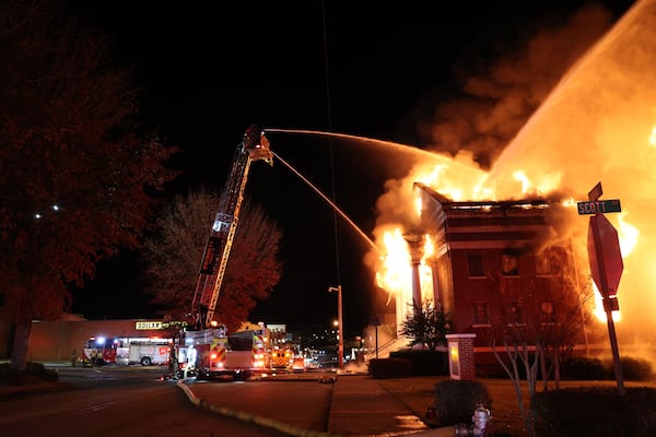 Gwinnett County firefighters had to pivot to an external attack on the fire after part of the structure collapsed.