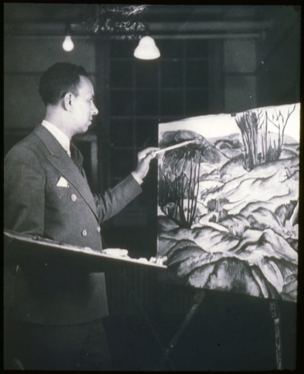 Artist Hale Woodruff at work, circa 1936.
Courtesy of Clark Atlanta University Art Museum