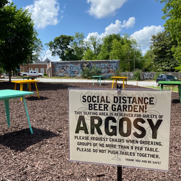 The rules are posted at the Argosy Social Distance Beer Garden in East Atlanta. CONTRIBUTED BY ARGOSY