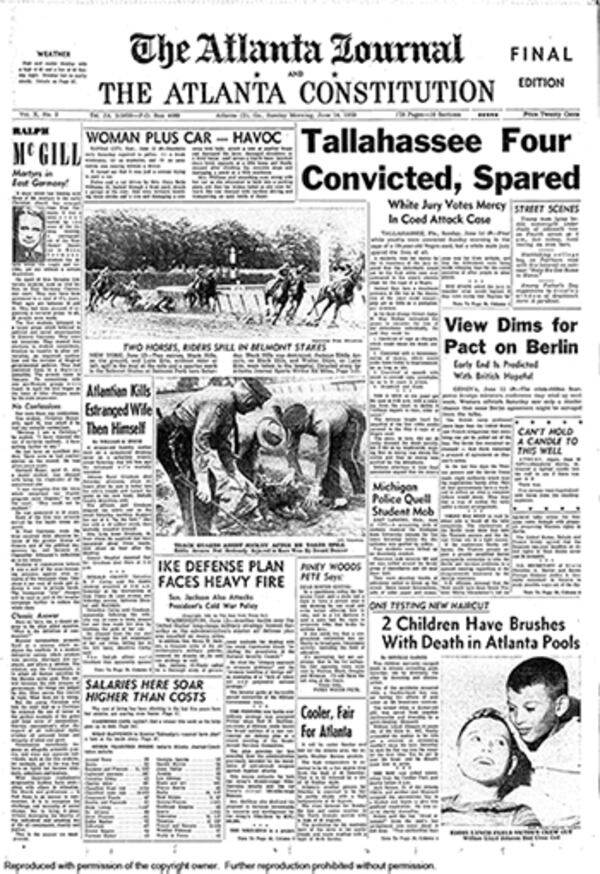 June 14, 1959 -- The Sunday Journal-Constitution featured a story on two Atlanta youngsters who nearly died in area swimming pools.