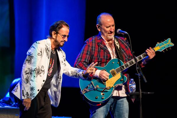 Ringo Starr (left) and Colin Hay perform at Cobb Energy Performing Arts Centre on Sept. 19, 2022. (Courtesy of Ryan Fleisher)