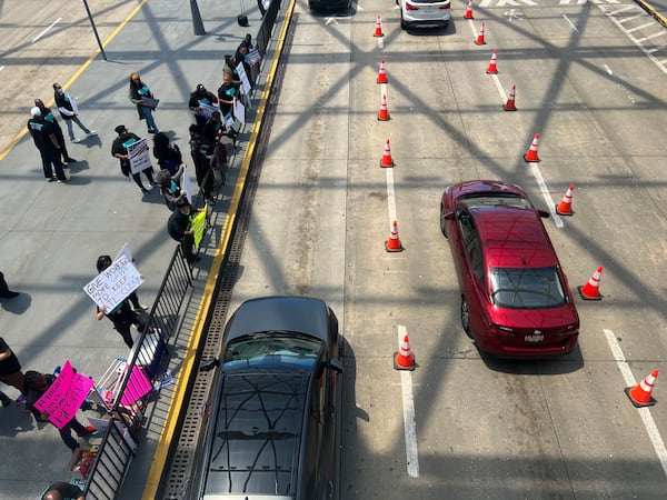 Workers conducted informational picketing at Hartsfield-Jackson International Airport on Monday afternoon, May 1, 2023.