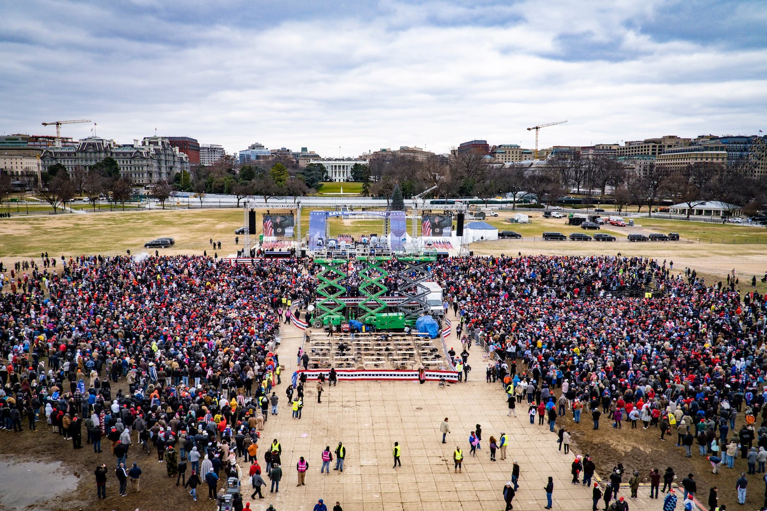 People gather at a rally in Washington on Wednesday, Jan. 6, 2021, to protest the presidential election results. (Pete Marovich/The New York Times)