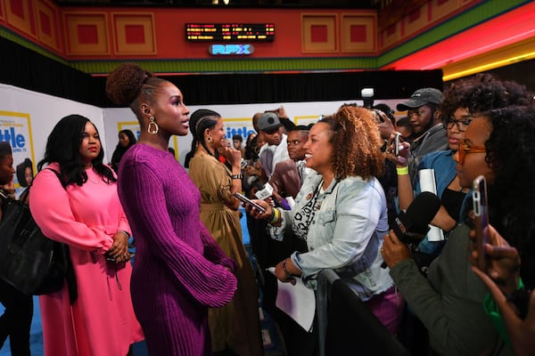 ATLANTA, GEORGIA - APRIL 04:  Issa Rae (L) attends "Little" Atlanta red carpet screening at Regal Atlantic Station on April 04, 2019 in Atlanta, Georgia.  (Photo by Paras Griffin/Getty Images for Universal)