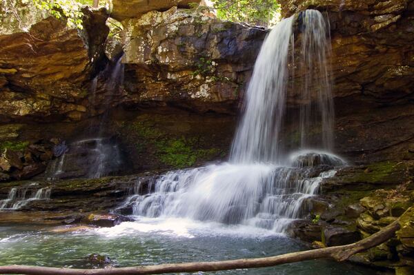 Hemlock Falls is one of two waterfalls in Cloudland Canyon State Park. The first, Cherokee Falls, is more than 60 feet, while Hemlock Falls cascades down more than 90 feet. 
Courtesy of the Georgia Department of Natural Resources.