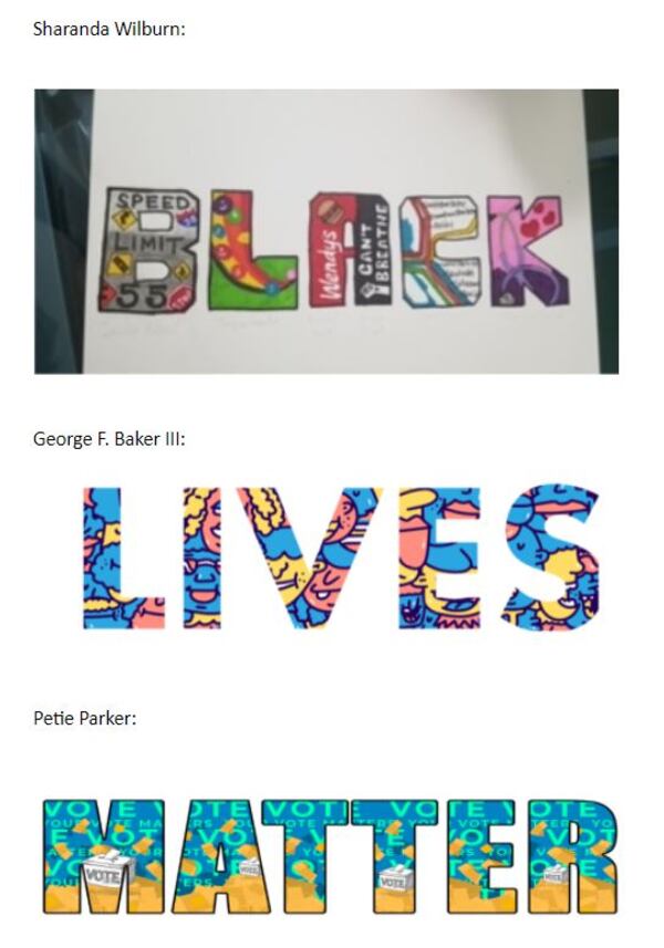 Artist concepts for the "Black Lives Matter" street mural planned for N. McDonough Street in Decatur. VIA CITY DOCUMENTS