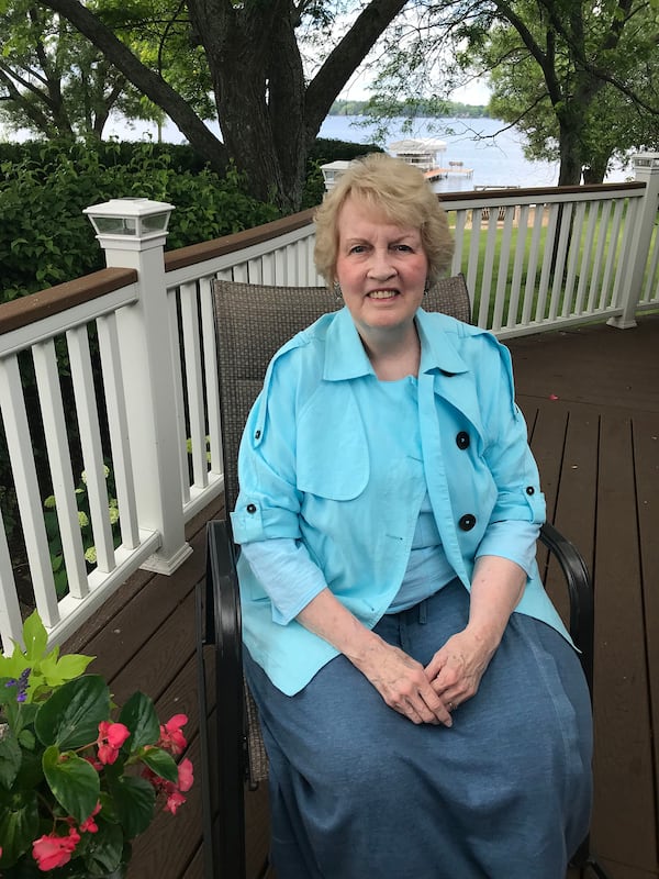 Joan White developed the chronic and painful condition lymphedema after she had surgery in the 1980s. That sparked her to create Lighthouse Lymphedema Network, to shine the light on the condition and help those who have it. Here she is vacationing at ached a picture taken today of me here at Lake Cadillac in her home state of Michigan. Courtesy of Douglas White