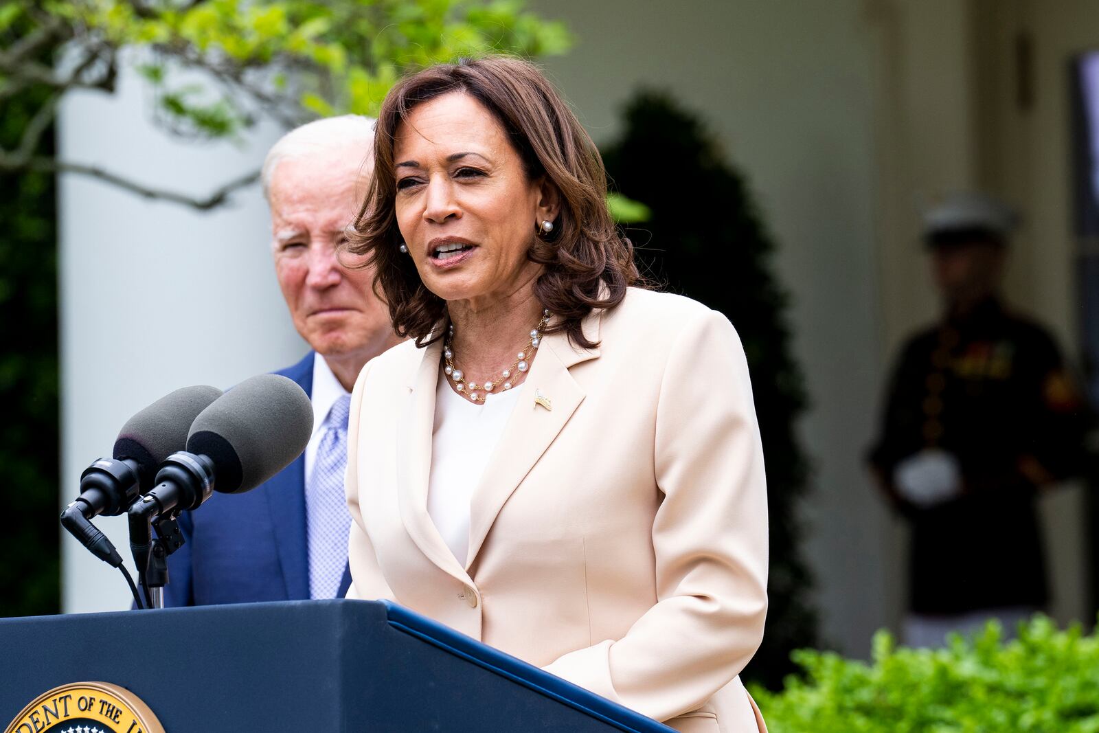 President Joe Biden and Vice President Kamala Harris will deliver remarks at the White House today marking the creation of the first ever federal Office of Gun Violence Prevention. (Doug Mills/The New York Times)
                      