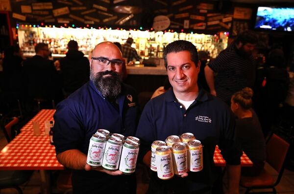 Portrait of Baderbrau Brewing Founder and President Rob Sama, left, alongside Billy Goat Tavern co-owner Bill Sianis at the legendary Billy Goat on Tuesday, Nov. 7, 2017 in Chicago, Ill. The two have teamed up to bring Billy Goat beer to market. (Chris Sweda/Chicago Tribune/TNS)