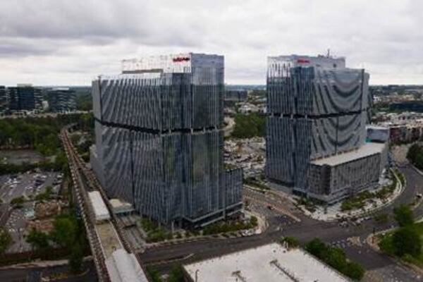 State Farm's corporate buildings near Perimeter Mall remain largely empty as most of the insurer's local employees continue to work from home during the COVID-19 pandemic. The company hasn't set a date yet for their return. CONTRIBUTED