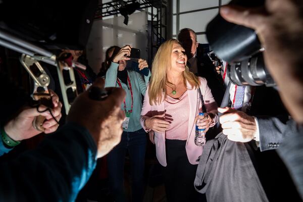 Rep. Marjorie Taylor Greene, R-Ga., is greeted by attendees at the Conservative Political Action Conference. (Kent Nishimura/Los Angeles Times/TNS)