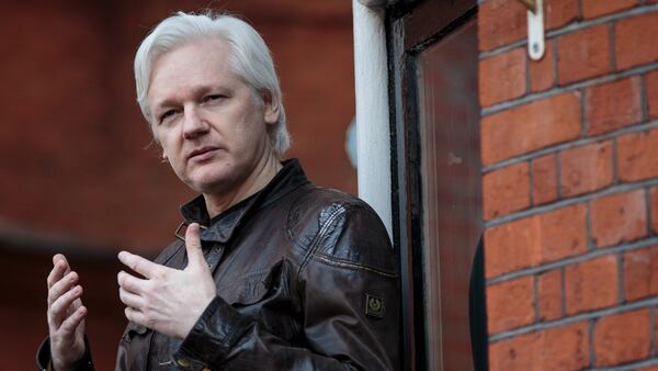 Julian Assange speaks to the media from the balcony of the Embassy Of Ecuador on May 19, 2017 in London, England. Julian Assange, founder of the Wikileaks website that published US Government secrets, has been wanted in Sweden on charges of rape since 2012. He sought asylum in the Ecuadorian Embassy in London and today police have said he will still face arrest if he leaves.