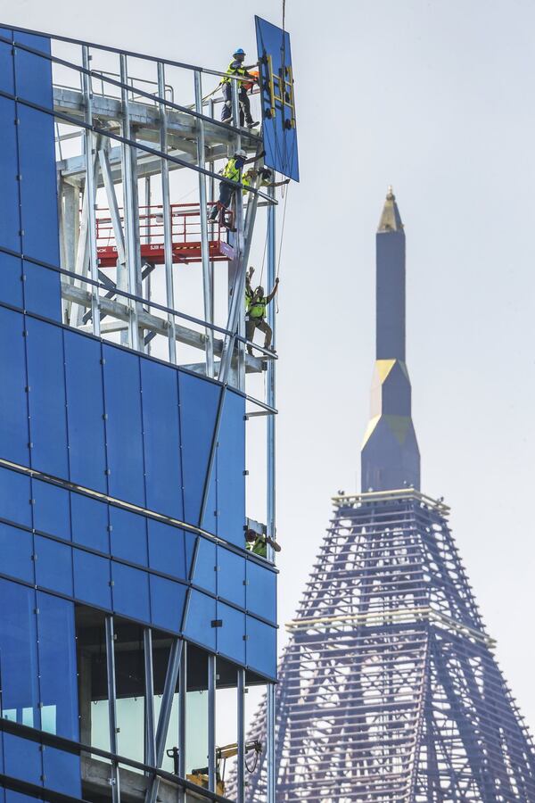 Crews continue work on the NCR headquarters campus in Midtown Atlanta in this July 2017 file photo. JOHN SPINK/JSPINK@AJC.COM.