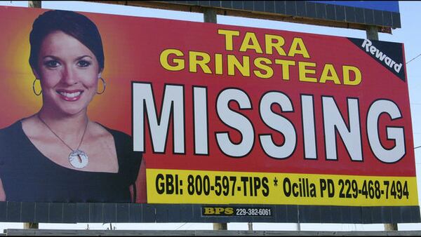 In this 2006 file photo, missing teacher Tara Grinstead is displayed on a billboard in Ocilla, Ga. 